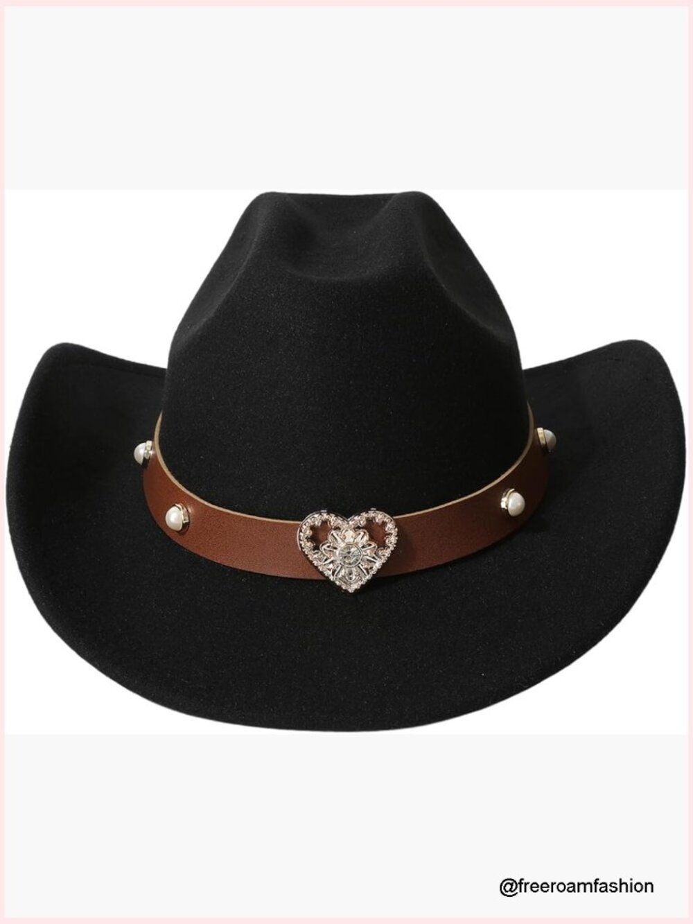 Wide Brim Cowgirl Hat with Rhinestone Decor for Country Concert